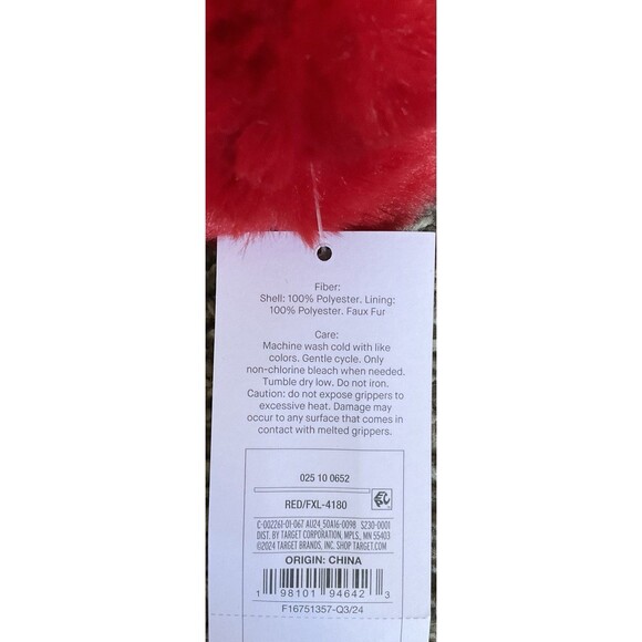 NEW With Tag ! Auden Women Faux Fur Slipper Socks Red Size Small (5-7) - Picture 4 of 6